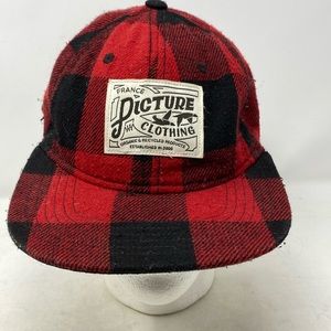 Picture Organic Clothing Red Black Buffalo Check Adjustable Hat Cap